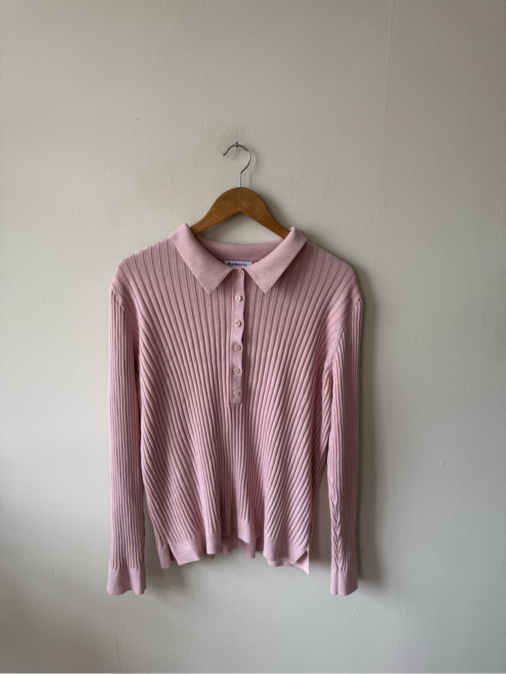 Athleta Soft Pink Ribbed Knit Polo Sweater - Picture 5 of 8